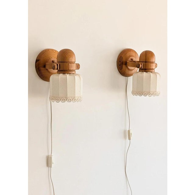 Wood Swedish Pine Wall Lamps from Markslöjd, 1970s, Set of 2 For Sale - Image 7 of 13