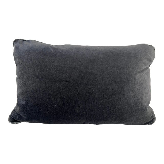 Custom Kerry Joyce Velvet Lumbar Decorative Pillow With Contrasting Linen Welt For Sale