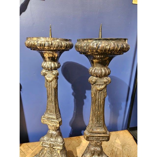 Antique Spanish Candlesticks- a Pair For Sale - Image 9 of 11