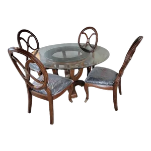Vintage Contemporary Round Tessellated Stone Dining Table and Chairs