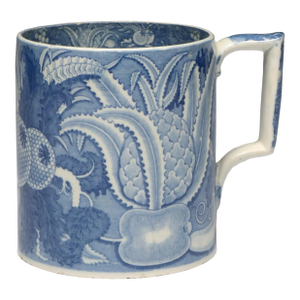 Antique Early 19th Century English George III Staffordshire Pearlware Blue & White Pottery Porter's Tankard Mug Circa 1820