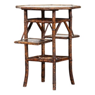 English Octagonal Lacquered Bamboo Side Table, 1880s For Sale