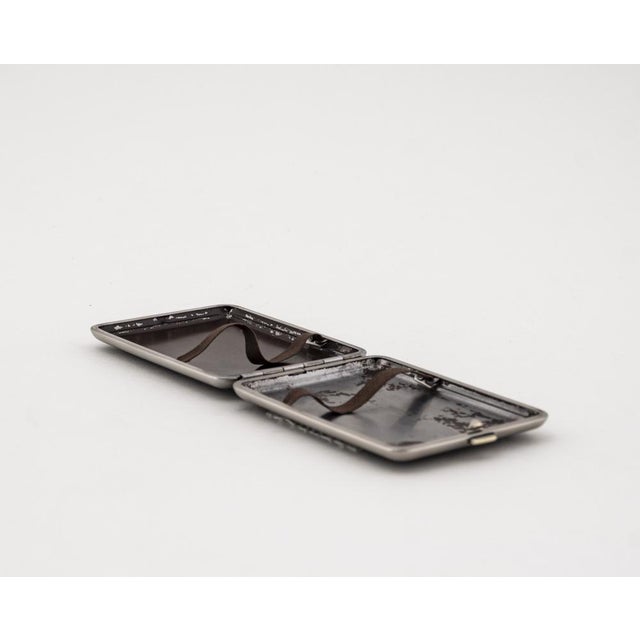 German Stainless Steel Cigarette Case with Leather Inlay, 1930s For Sale - Image 9 of 18