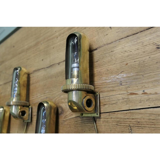 Vintage Nautical Brass Bulk Head Lights in Brass, Set of 5 For Sale - Image 5 of 9