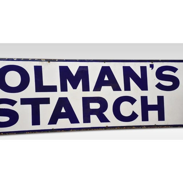 Enamel sign for Colman’s Starch, of rectangular form decorated in blue and white enamel. Dimensions: Height 16 Inches....