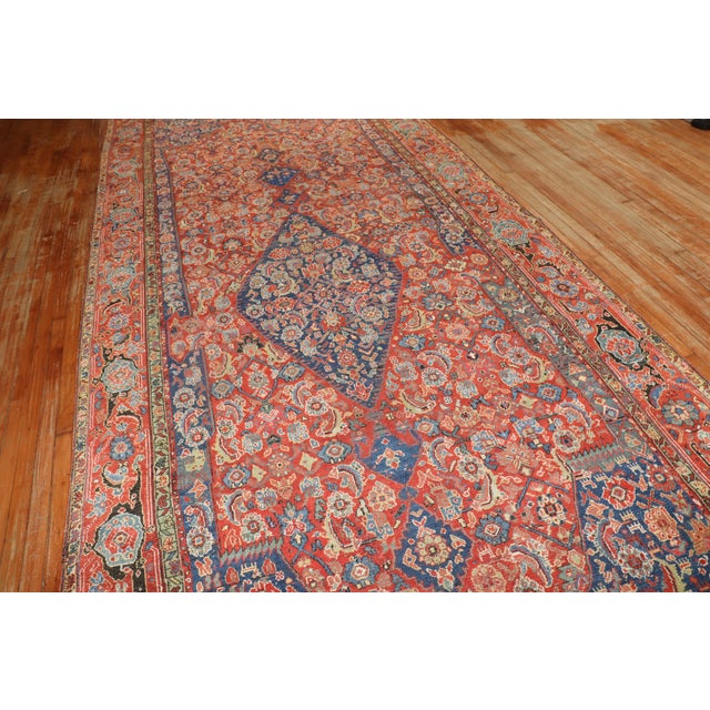 Zabihi Collection Red Blue Persian Corridor Rug For Sale - Image 11 of 12