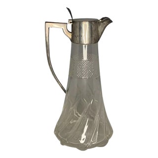 Antique Sterling Silver Mounted Crystal Claret Jug, Birmingham 1903 For Sale