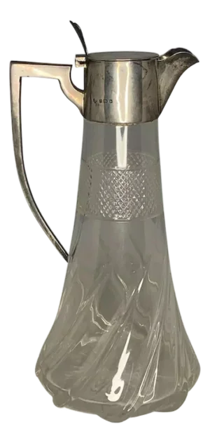 Antique Sterling Silver Mounted Crystal Claret Jug, Birmingham 1903