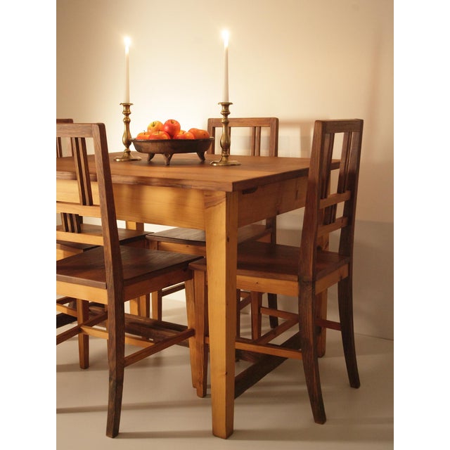 Folk Art Table and Chairs in Oak and Spruce Wood, 1920s, Set of 5 For Sale - Image 18 of 18