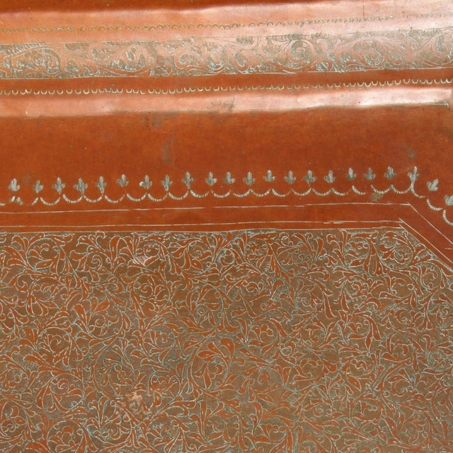 Copper Sheet Tray with Engraved Pattern, 1970s For Sale - Image 4 of 10
