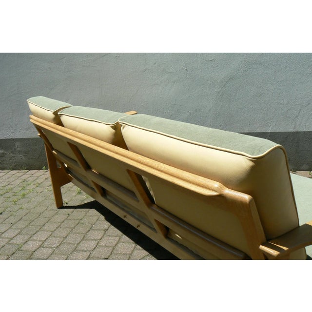 Danish Leather and Oak 3-Seater Sofa, 1970s For Sale - Image 9 of 15