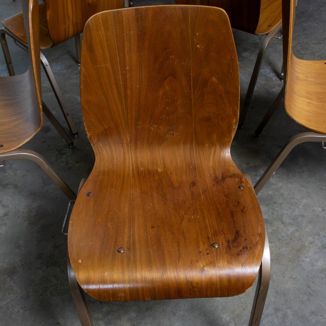 Late 20th to Early 21st Century Modern Walnut Molded Plywood Chairs Stackable Connectable as Is Condition Selling Separately For Sale - Image 18 of 18
