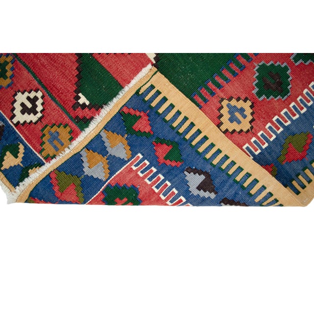 1960s Hand Woven Turkish Kilim Rug Flat Weave Area Rug - 4′4″ × 6′1″ For Sale - Image 11 of 11