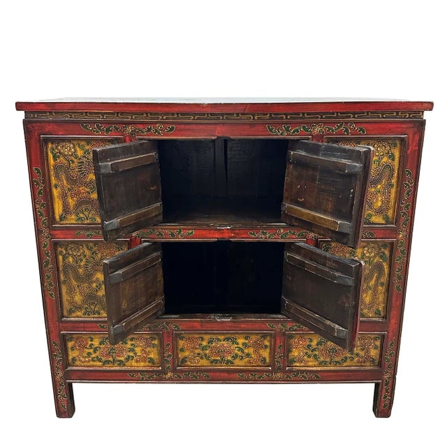 Antique Tibetan Hand-Painted Cabinet For Sale - Image 11 of 13