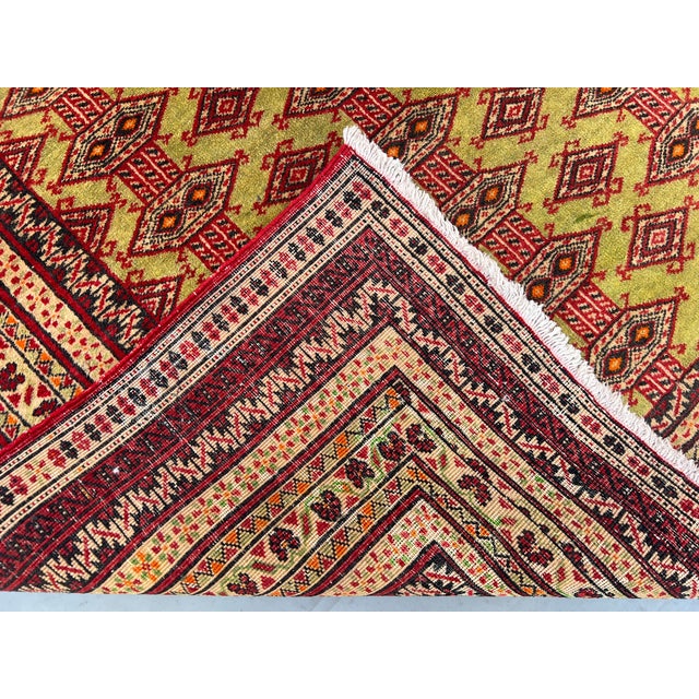 Vintage Afghan Zahir Shahi Green Diamond Rug - 7'4" X 3'9" For Sale - Image 11 of 12