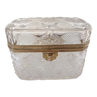 Extra Large Antique French Crystal Box or Casket For Sale