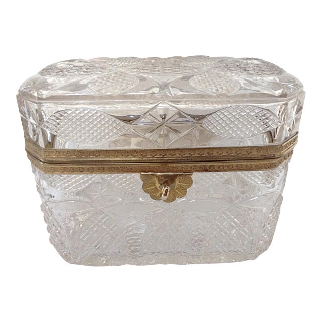 Extra Large Antique French Crystal Box or Casket For Sale