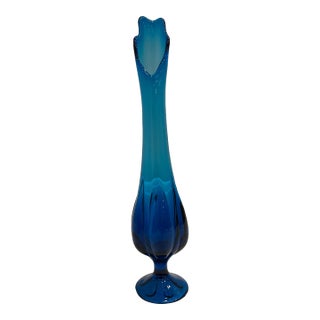 1960s Mid-Century Tall Pedestal Viking Swung Glass Vase For Sale