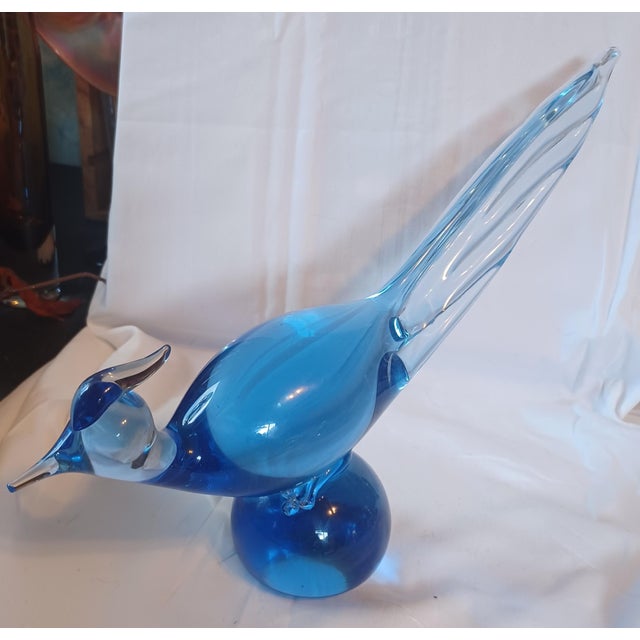 1960s Tiffin "Copen Blue " Art Glass Pheasant. For Sale In Seattle - Image 6 of 7