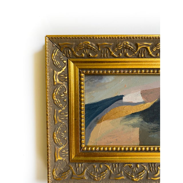 Abstract "Curved Horizon" 2026 Mini Painting by Jessalin Beutler With Vintage Frame For Sale - Image 3 of 3