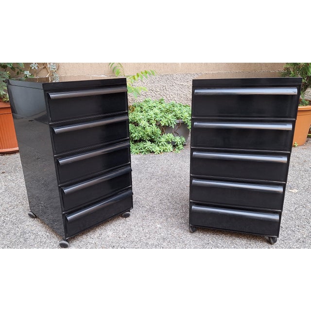 Model 4602 Bedside Chest of Drawers in Black Plastic by Simon Fussel for Folder, 1970s For Sale - Image 6 of 6