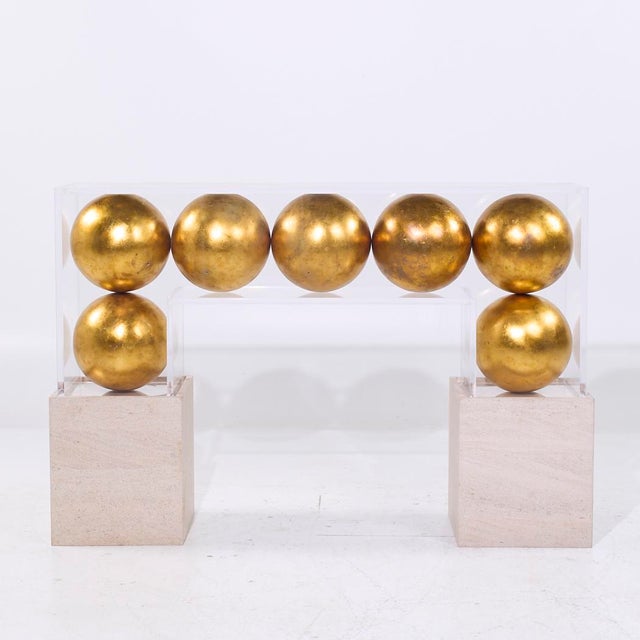 Acrylic and Gold Sphere Bar Console Table | Chairish