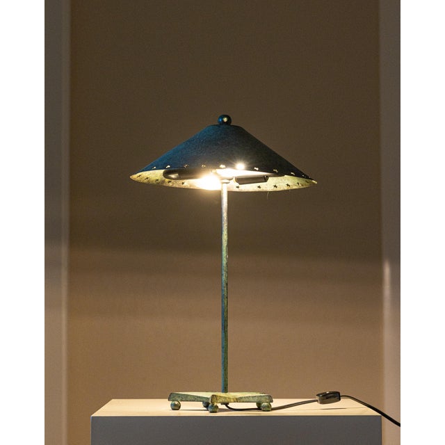 Vintage Verdigris Copper Alloy Brutalist Star Table Lamp For Sale In Sacramento - Image 6 of 14