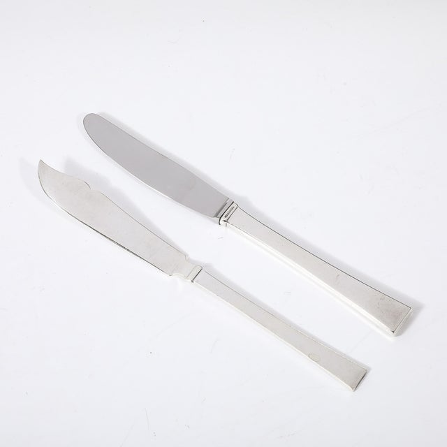 Mid-Century Sterling Silver "Bell" Pattern Flatware Set for Six by Hans Hansen For Sale - Image 10 of 12