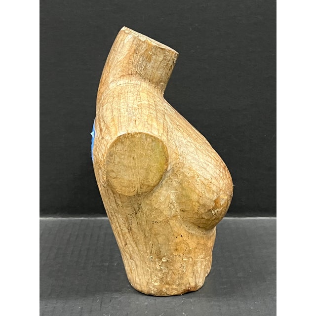 Figurative Late 20th Century Carved Wood Solid Female Torso Sculpture #K58 For Sale - Image 3 of 9