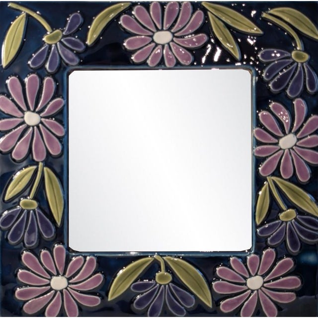 Square mirror ceramic, 1965 h x w x d : 31.00 cm. X 31.00 cm. X 2.00 cm. 12.2 in. X 12.2 in. X 0.79 in. Very good...