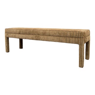 Late 20th Century Postmodern Striped Corduroy Parsons Bench For Sale