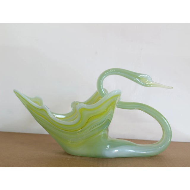 Glass Vintage Glass Swan Bowl For Sale - Image 7 of 7