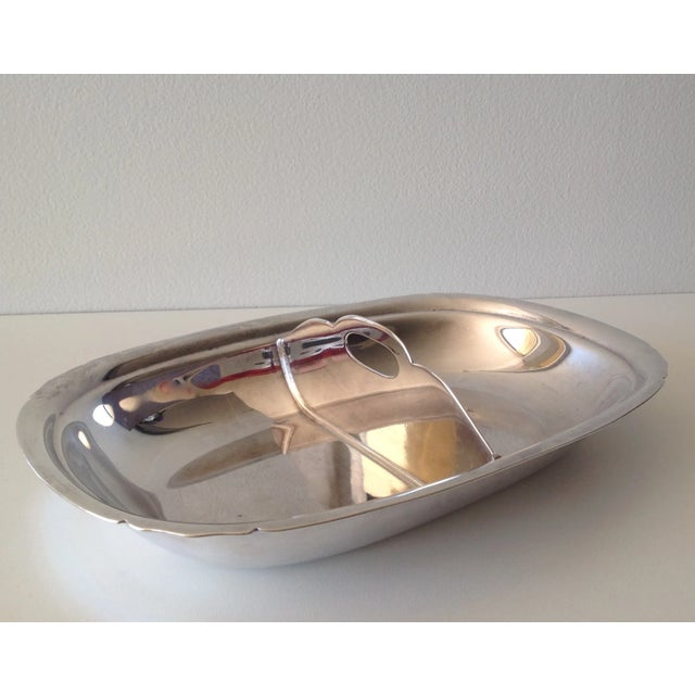 Vintage; 1970s-early '80s Reed and Barton, silver plated side serving dish with dual sided side dish service and a slotted...
