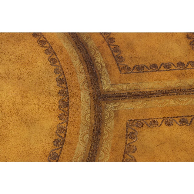 Maitland Smith Round Mahogany Leather Top Center Table For Sale - Image 13 of 17