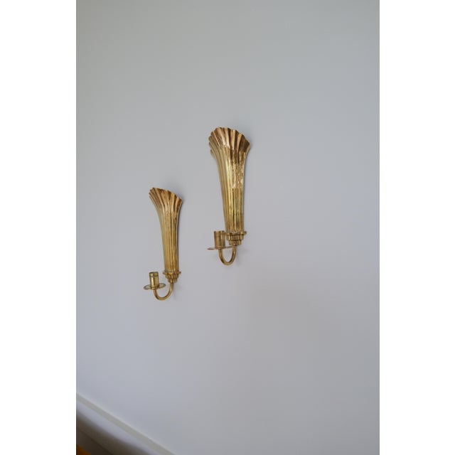 Art Deco Brass Wall Candlesticks from Holmström, 1940s, Set of 2 For Sale - Image 10 of 12