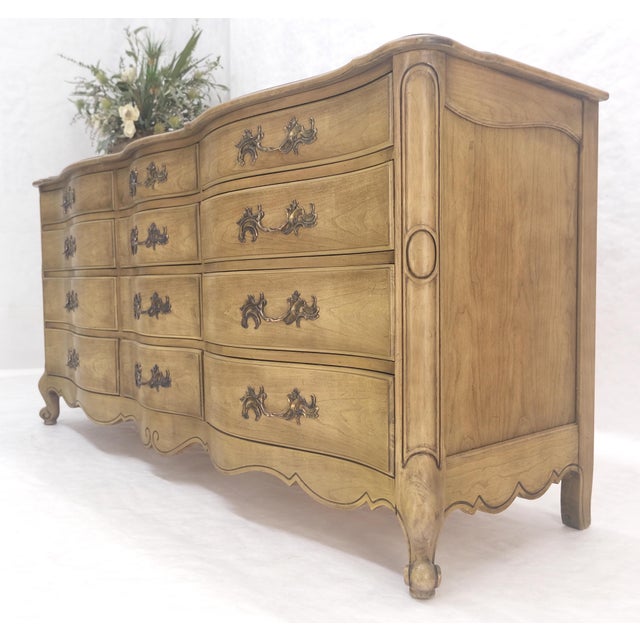 National Furniture Company Pickled Solid Cherry Country French 12 Drawers 6' Long Dresser Credenza MINT! For Sale - Image 4 of 16