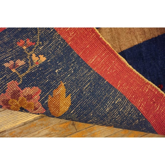 1920s Red Floral Antique Chinese Art Deco Rug 9' X 9'9'' Handknotted Wool Carpet For Sale - Image 9 of 9