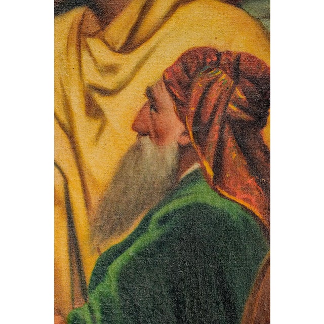 Green Classical Christian Antique Framed Oil Painting Religious Scene Jesus in Temple Home Wall Decor For Sale - Image 8 of 16