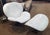 This is a genuine Ligne Roset white leather lounge chair and ottoman set. Made in France, it's modern sculptural design...