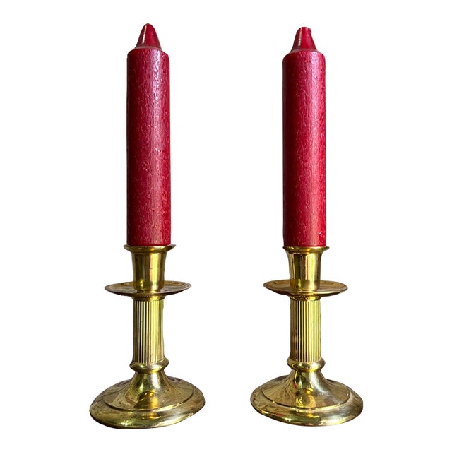 Vintage Hallmark Brass Candlestick Holders - Pair For Sale