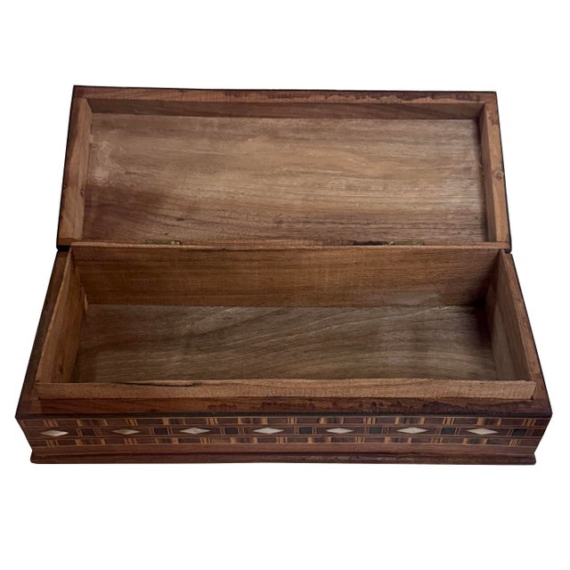 Wood Vintage Early 20th Century Middle Eastern Marquetry & Mother-of-Pearl Inlay Box For Sale - Image 7 of 8