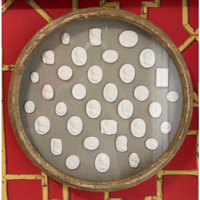 Framed Grand Tour Style Plaster Intaglio Cameos in Antique Frame For Sale In Los Angeles - Image 6 of 6