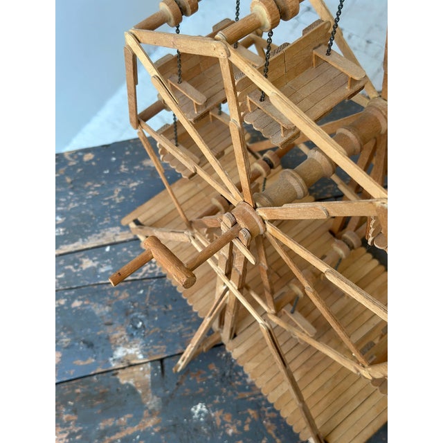 Vintage Folk Art Popsicle Stick + Spool Kinetic Ferris Wheel Sculpture, Circa 1970s For Sale - Image 11 of 17