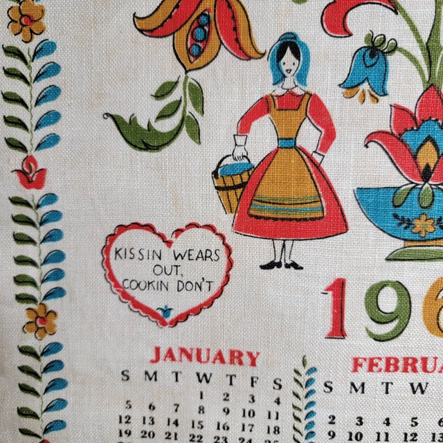 Beautiful Vintage 1969 Cloth Repeater Calendar | Chairish
