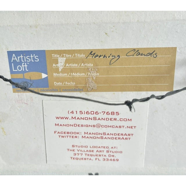 1990s “Morning Clouds” Impressionist Plein Air Art Oil Painting Manon Sander 6” X 8” For Sale - Image 5 of 6