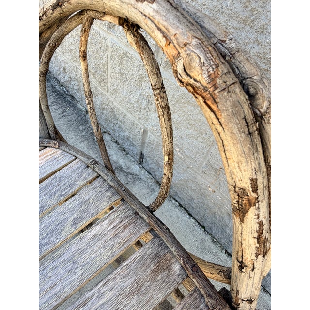 Handmade Vintage Folk Art Weathered Twig Rocking Chair For Sale - Image 4 of 12