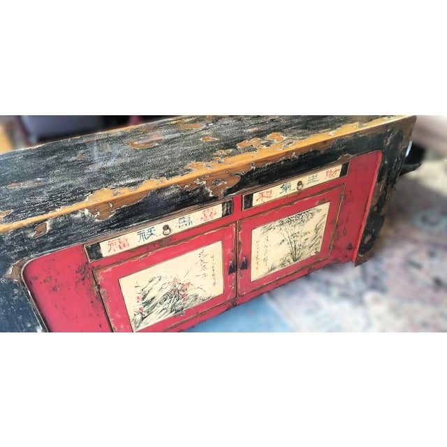 Unique Antique Chinese Sideboard With Distressed Character - Chinoiserie Design For Sale - Image 10 of 14