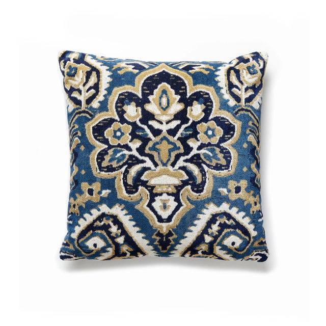 Contemporary The House of Scalamandré Oushak Linen Velvet Pillow, Indigo For Sale - Image 3 of 3