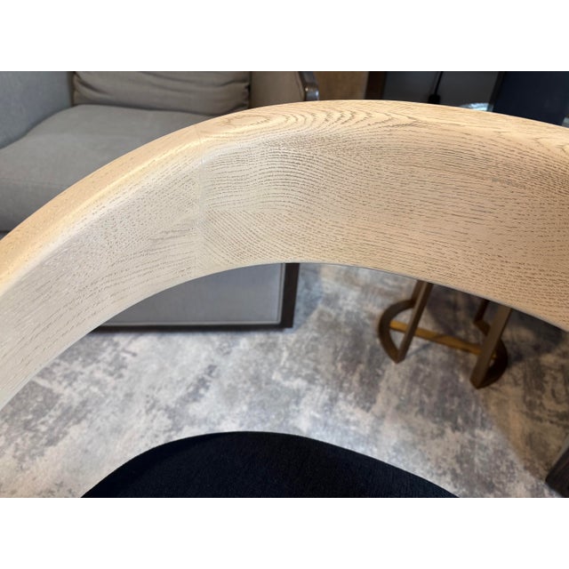 Rh Chloé Fabric Armchair | Greige Oak Finish | Performance Linen Weave in Black For Sale - Image 10 of 18