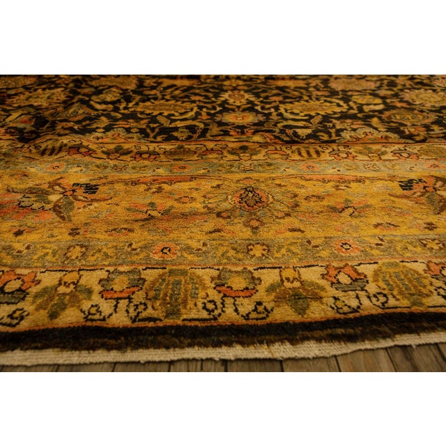 1890s Blue Traditional Geometric Antique Knotted Wool Persian Malayer Gallery Rug For Sale - Image 4 of 11